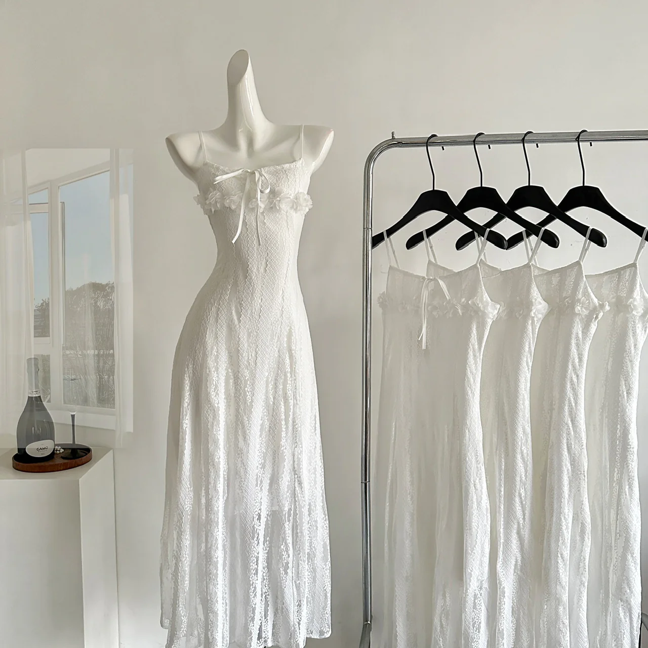 Cute A Line Spaghetti Straps Ivory Lace Summer Dress Holiday Party Outfits For Women DP0100 - Deanwangkt