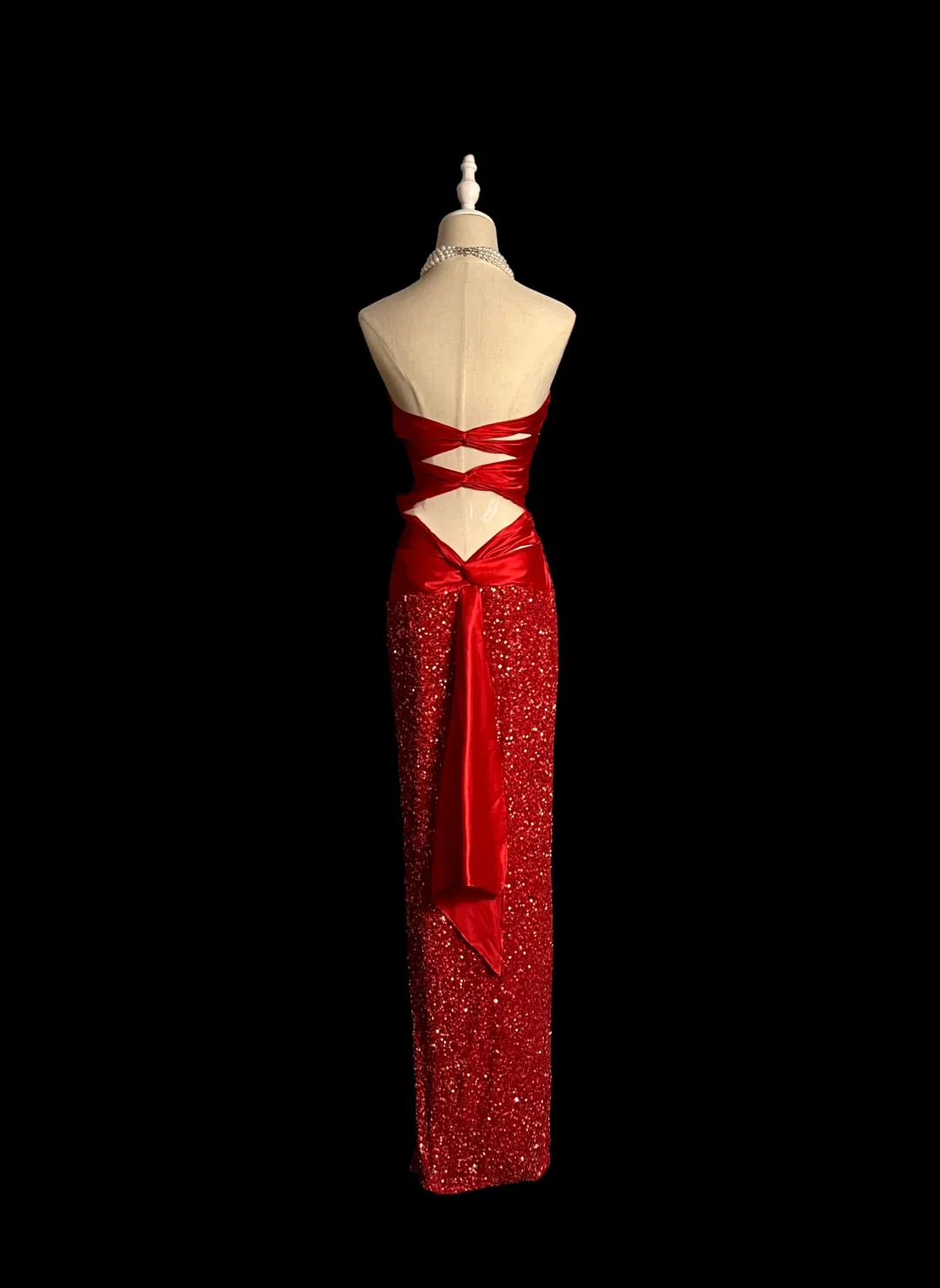 Elegant Glamour Mermaid Strapless Sequin Red Long Prom Dresses Party Dress Evening Dress DP923 - Deanwangkt