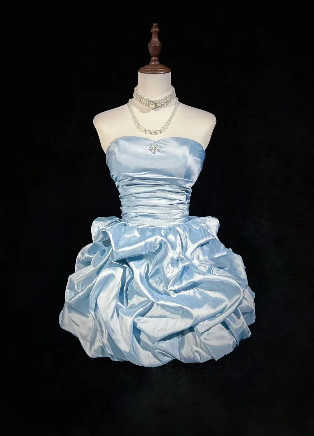 Vintage Ball Gown Sweetheart Taffeta Light Sky Blue Sleeveless Mini Short Formal 8th Grade Homecoming Dresses Summer Middle School Hoco Dress Homecoming Outfits DH1158 - Deanwangkt