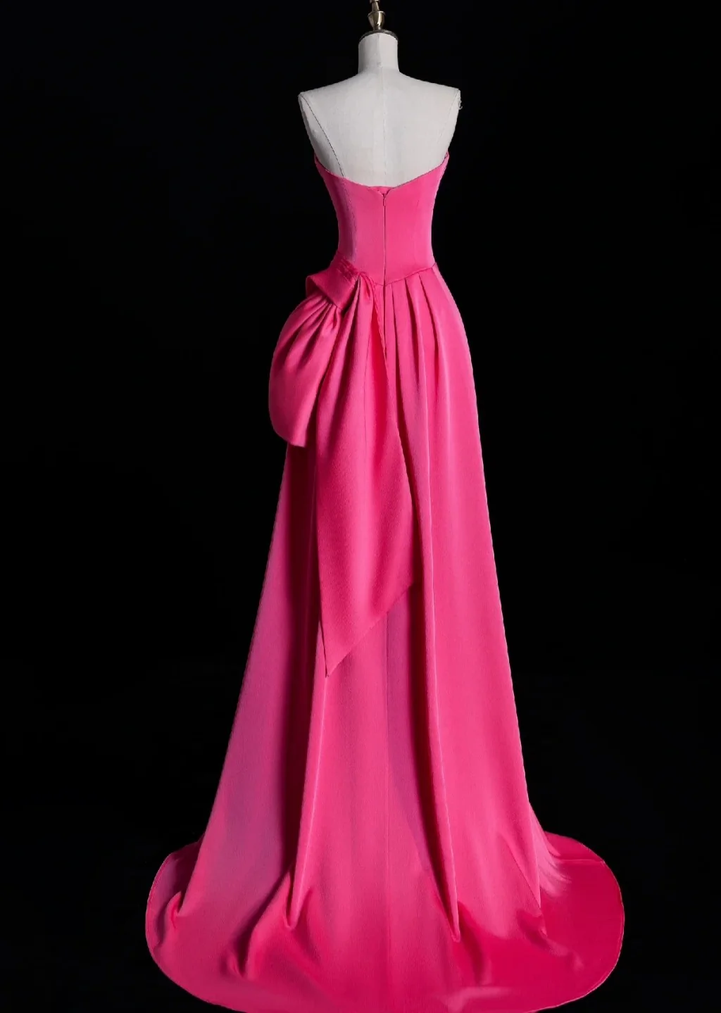 Elegant Strapless Sheath Long Prom Dresses Satin Pink Evening Dresses DP3786 - Deanwangkt