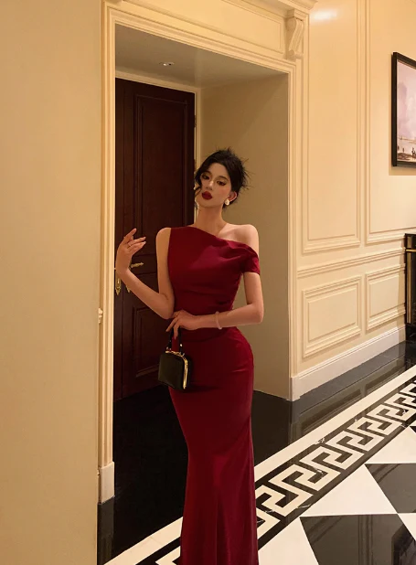 Sexy Mermaid Burgundy 18th Birthday Dress Long Party Birthday Outfits For Women DP0186 - Deanwangkt