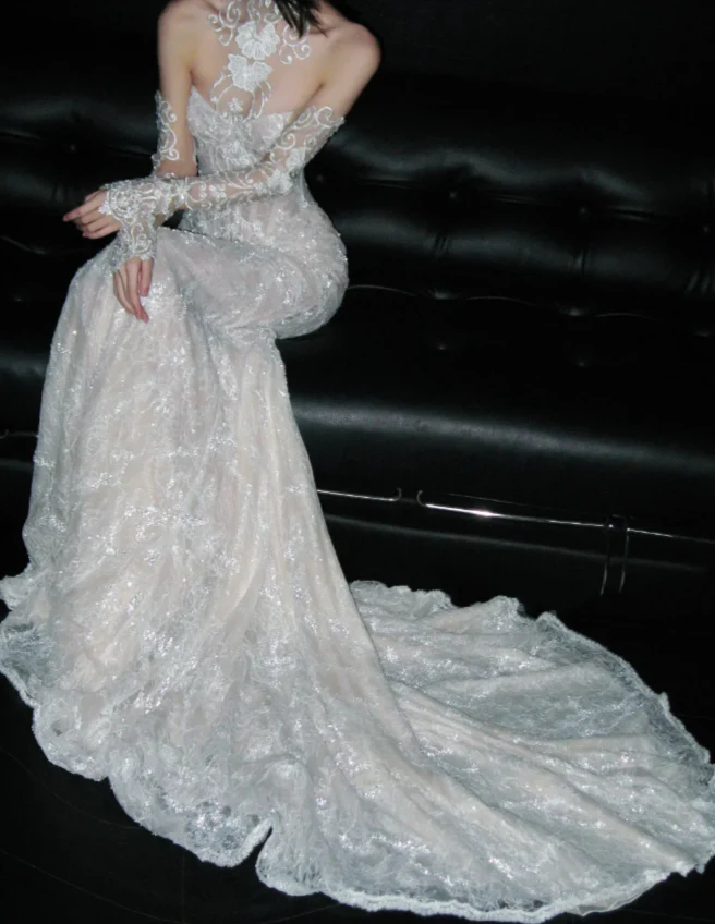 Gorgeous Sweetheart Neck Mermaid Long Wedding Dresses with Lace Beading Appliques Bridal Dresses White Sleeveless Bridal Gowns DP3702 - Deanwangkt