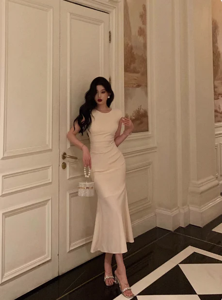 Elegant Mermaid Scoop Ivory 18th Birthday Dress Party Gown Birthday Outfits Birthday Dress Ideas For Women DP583 - Deanwangkt