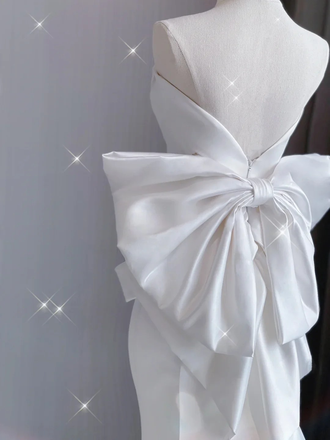 Simple Mermaid Strapless Neckline Long Satin White Wedding Dresses Brides Dress DP361 - Deanwangkt