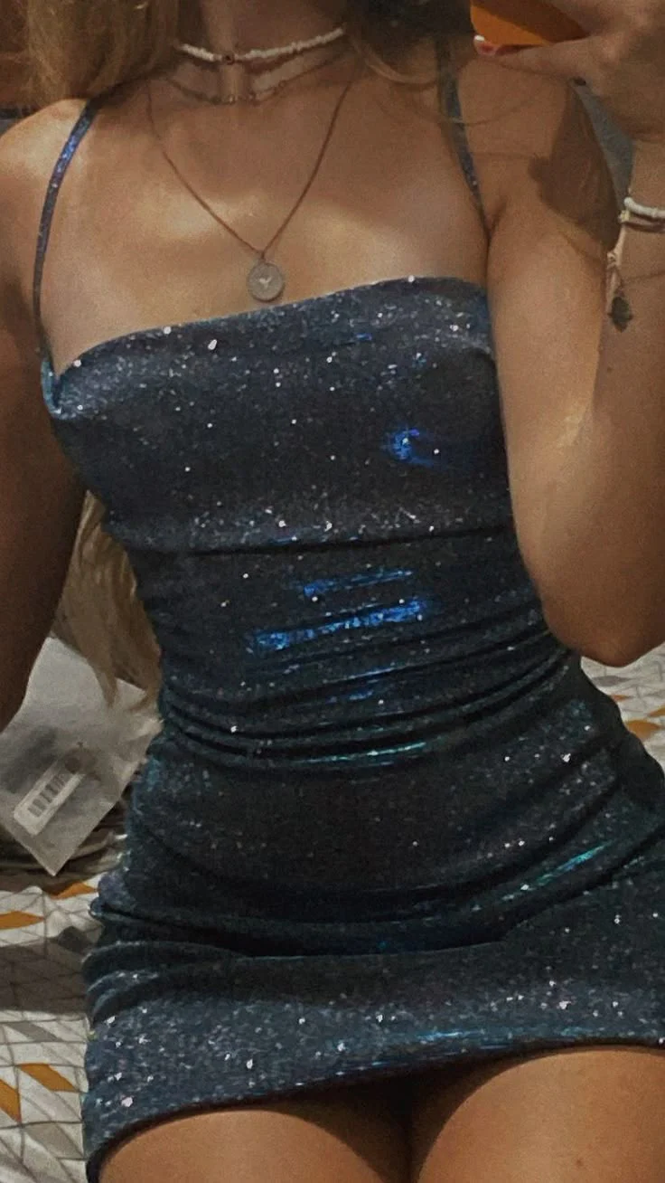 Pretty Sheath Spaghetti Straps Navy Blue Sequin Formal Homecoming Dresses Short 21st Birthday Outfits Graduation Dress Mini Cocktail Dresses DH2262 - Deanwangkt