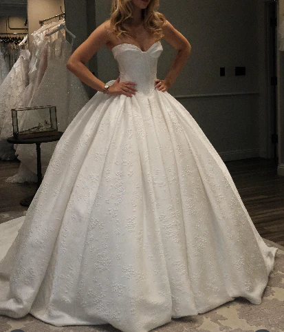 Retro Ball Gown Sweetheart Sleeveless White Satin Wedding Dress Modest Wedding Dresses Princess Wedding Gowns DH1476 - Deanwangkt