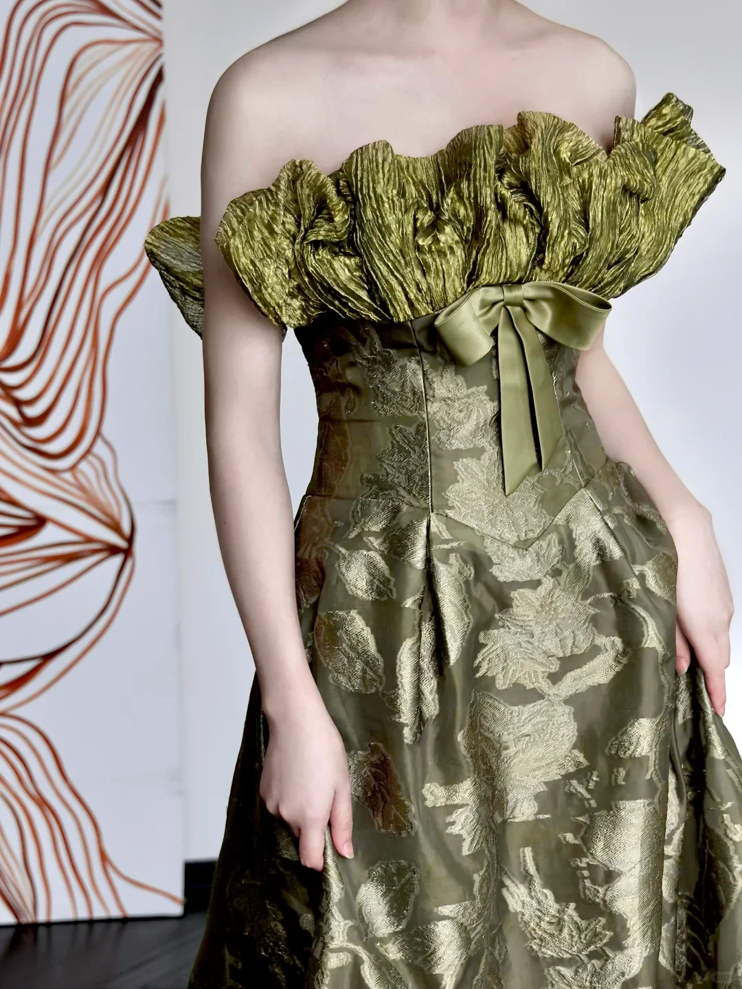 Gorgeous A line Strapless Green Satin Long Prom Dresses Graduation Dresses DP668 - Deanwangkt