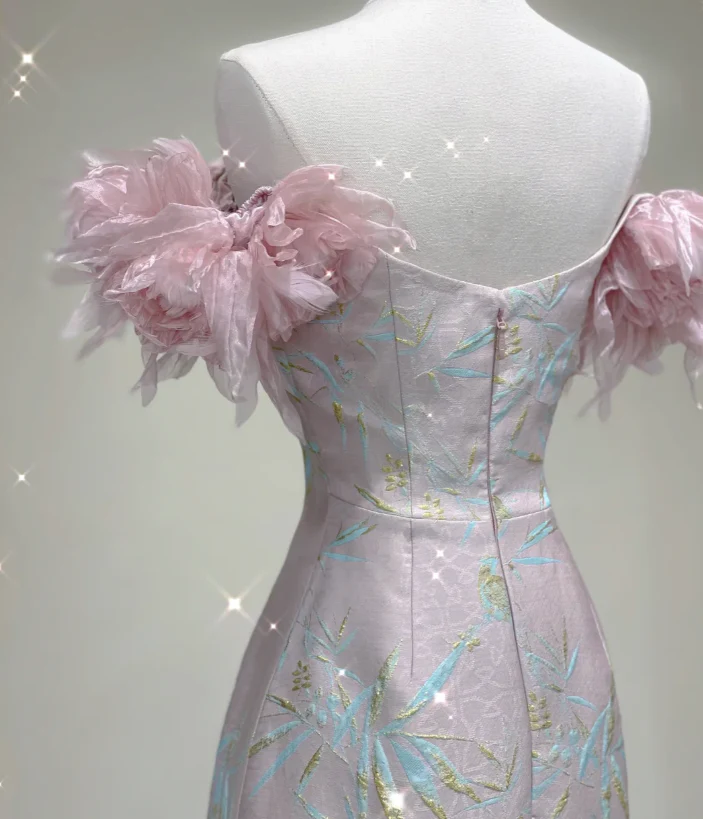 Classy A Line Off The Shoulder Satin Pink High School Evening Dress Long Prom Dresses DP426 - Deanwangkt