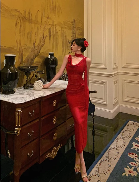 Elegant Sheath Red 18th Birthday Dress Party Gown Birthday Outfits Birthday Dress Ideas For Women DP590 - Deanwangkt