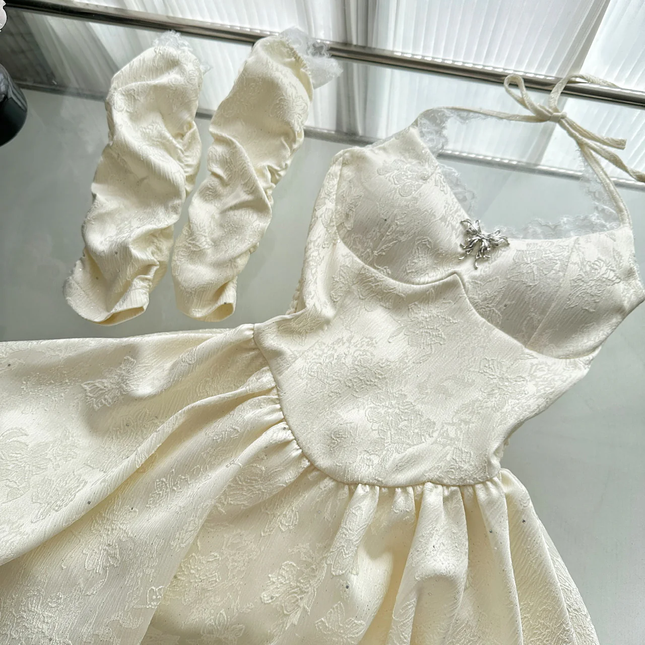 Cute A Line Halter Ivory Lace Summer Dress Holiday Party Outfits For Women DP0096 - Deanwangkt