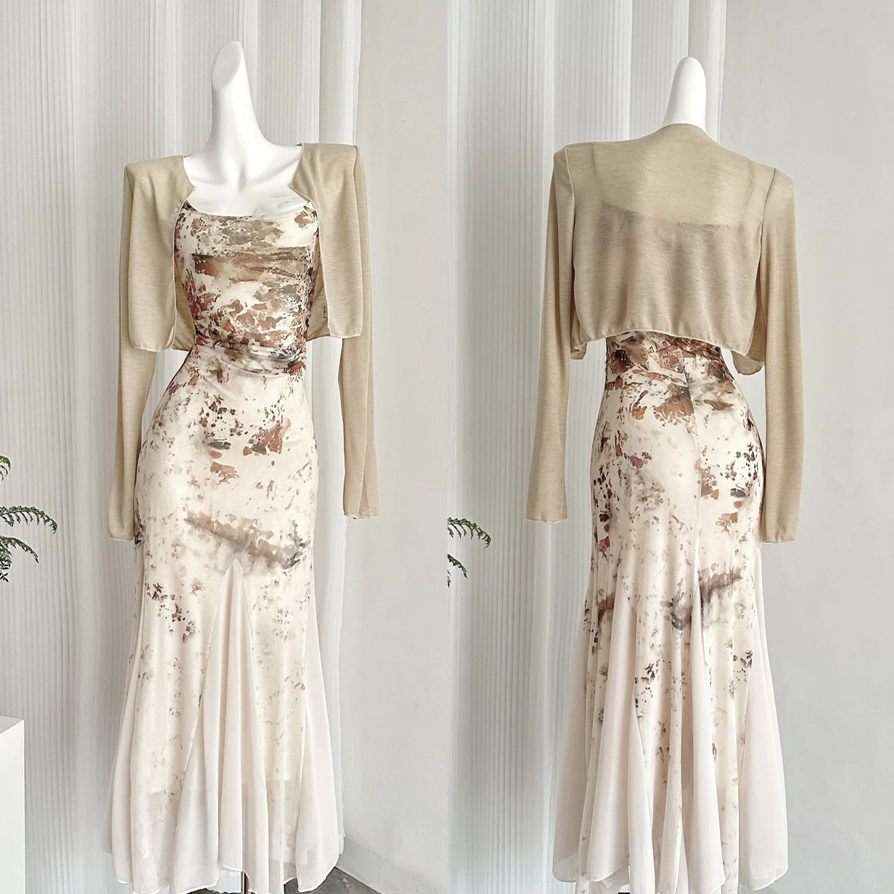 Sweet Mermaid 2 Piece Long Women Summer Holiday Holiday Dresses DP0022 - Deanwangkt