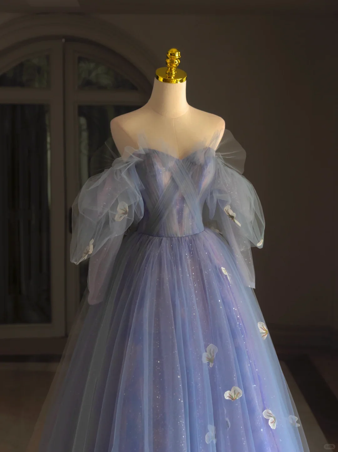 Pretty Ball Gown Off The Shoulder Blue Lilac Tulle Long Quinceanera Dress Formal Gowns Vestido De 15 Anos Sweet 16 Dress DH1291 - Deanwangkt