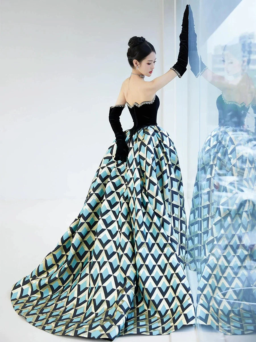 Classy Ball Gown Strapless Satin Black Evening Dress Long Prom Dresses H2862 - Deanwangkt