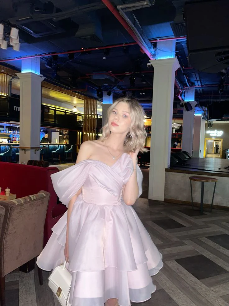 Pretty A line Off The Shoulder Short Pink Formal 8th Grade Homecoming Dress Summer Middle School Hoco Dresses Birthday Outfits W1140 - Deanwangkt