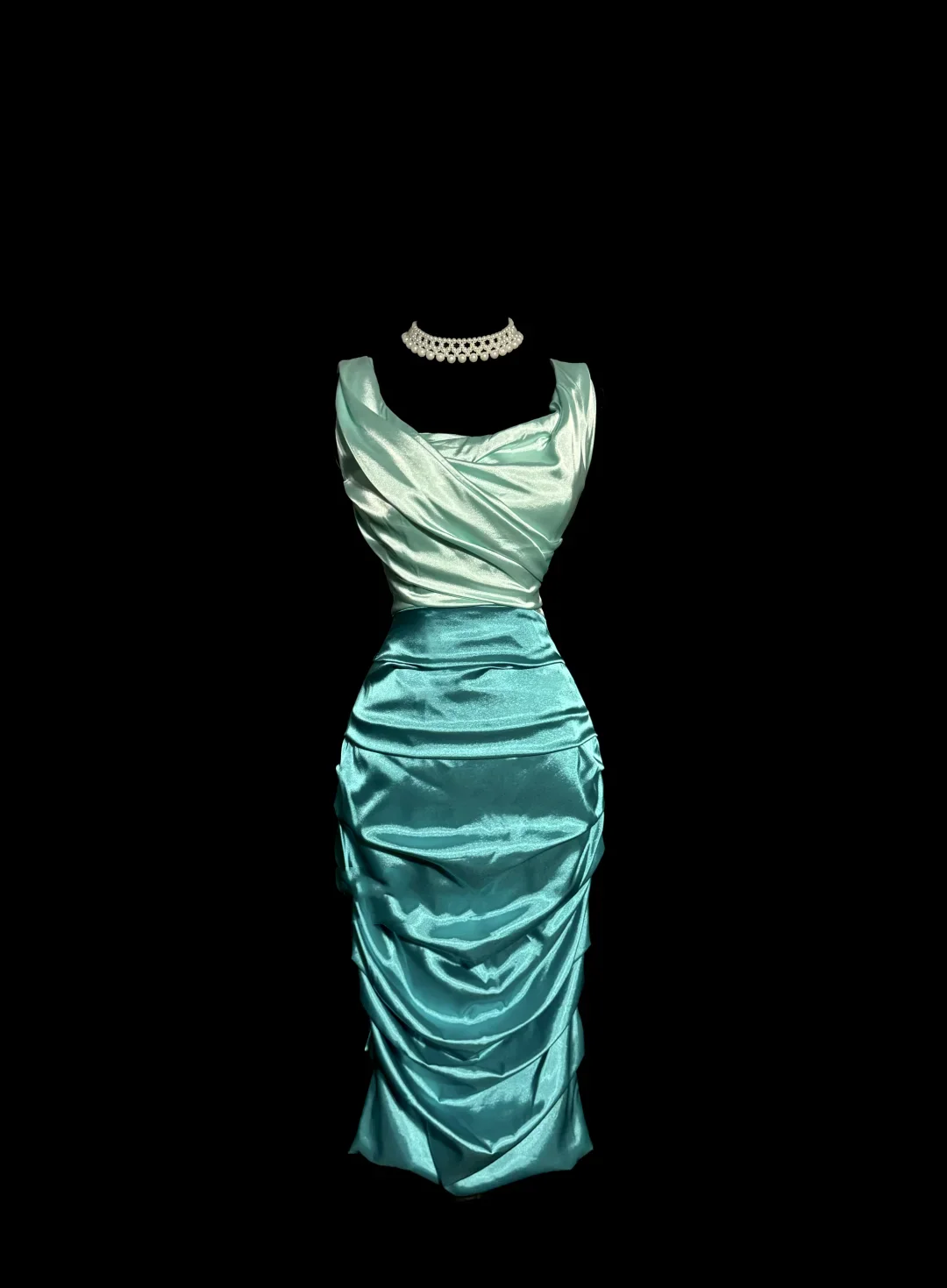 Vintage Sheath Square Neck Sleeveless Blue Satin Petite Mother Of Bride Dress Party Gown Knee Length For Summer Women Wedding W861 - Deanwangkt