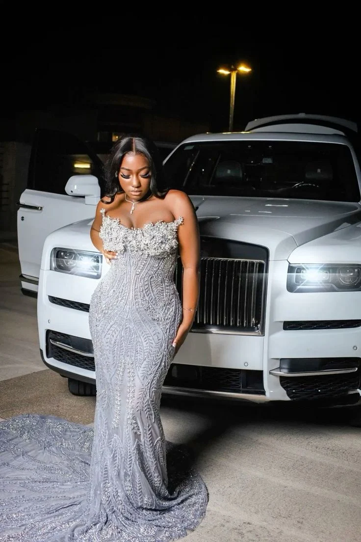 Vintage Mermaid Sweetheart Silver Sequin Sleeveless Long Prom Dresses Party Dress Black Girl Outfits Graduation Dresses W0426 - Deanwangkt