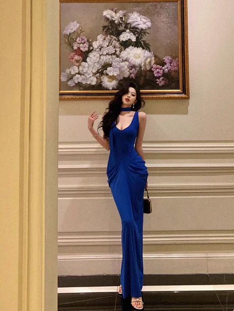 Vintage Mermaid Royal Blue 18th Birthday Dress Party Gown Birthday Outfits For Women DP0198 - Deanwangkt