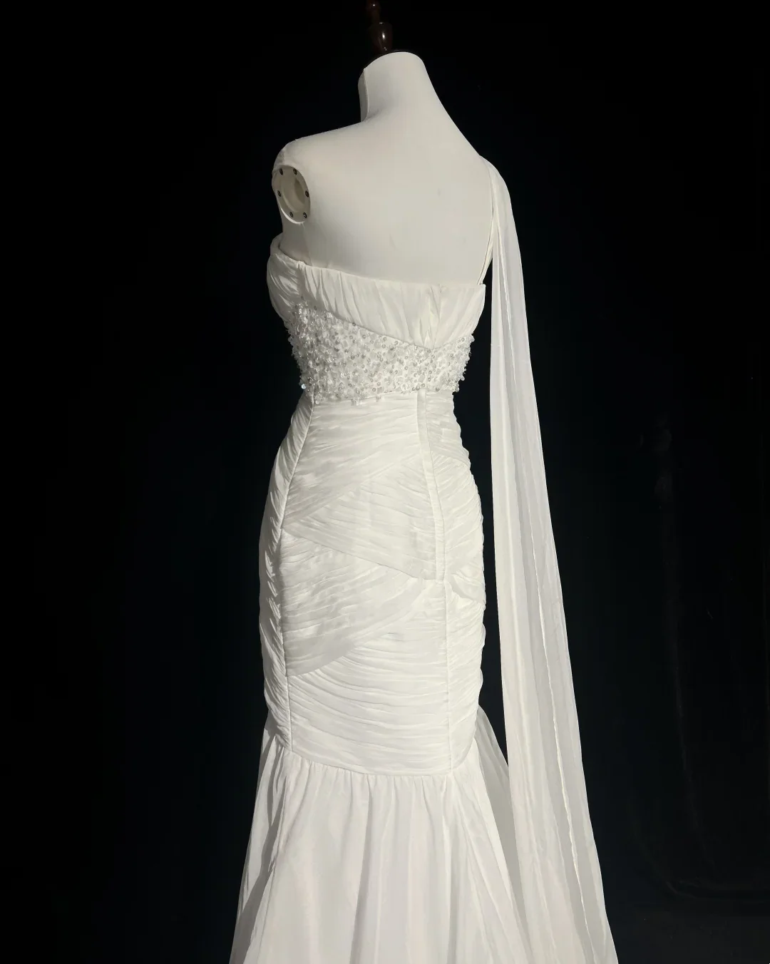 Retro Wedding Dress 1950s 1940s Mermaid One Shoulder Chiffon White Long Wedding Dresses Bridal Gowns Brides Gown DH554 - Deanwangkt