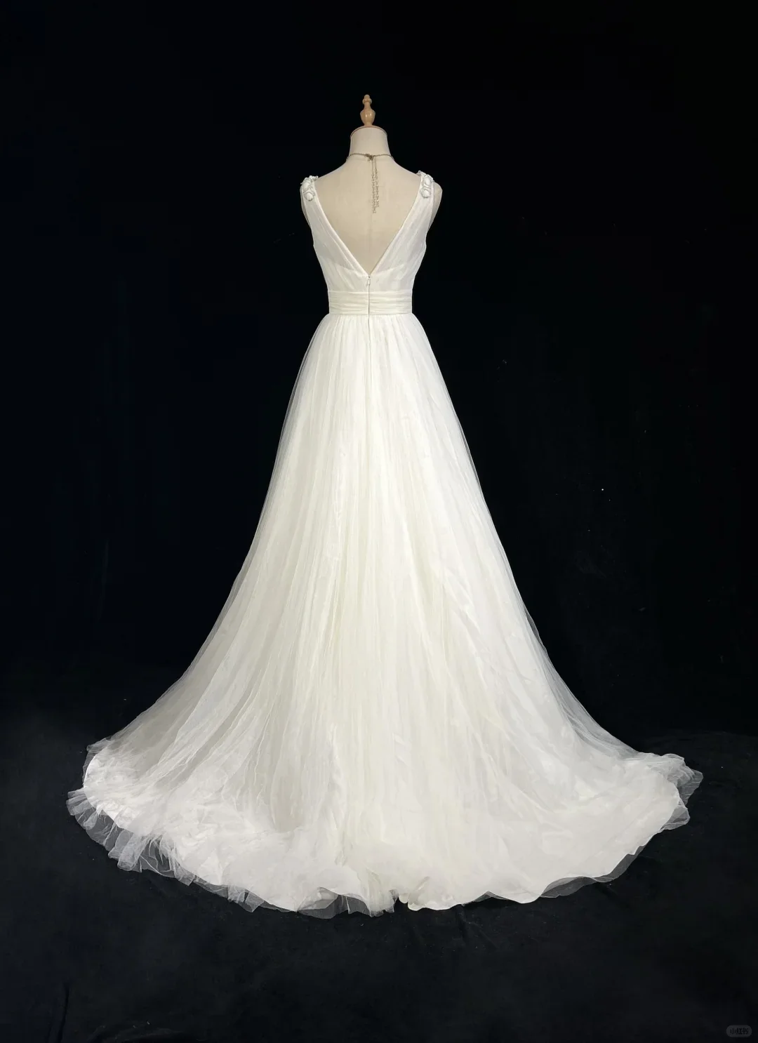 Vintage Bridal Gown 1960s Ball Gown V Neck Tulle Long White Wedding Dresses Elegant Bridal Gowns DH665 - Deanwangkt