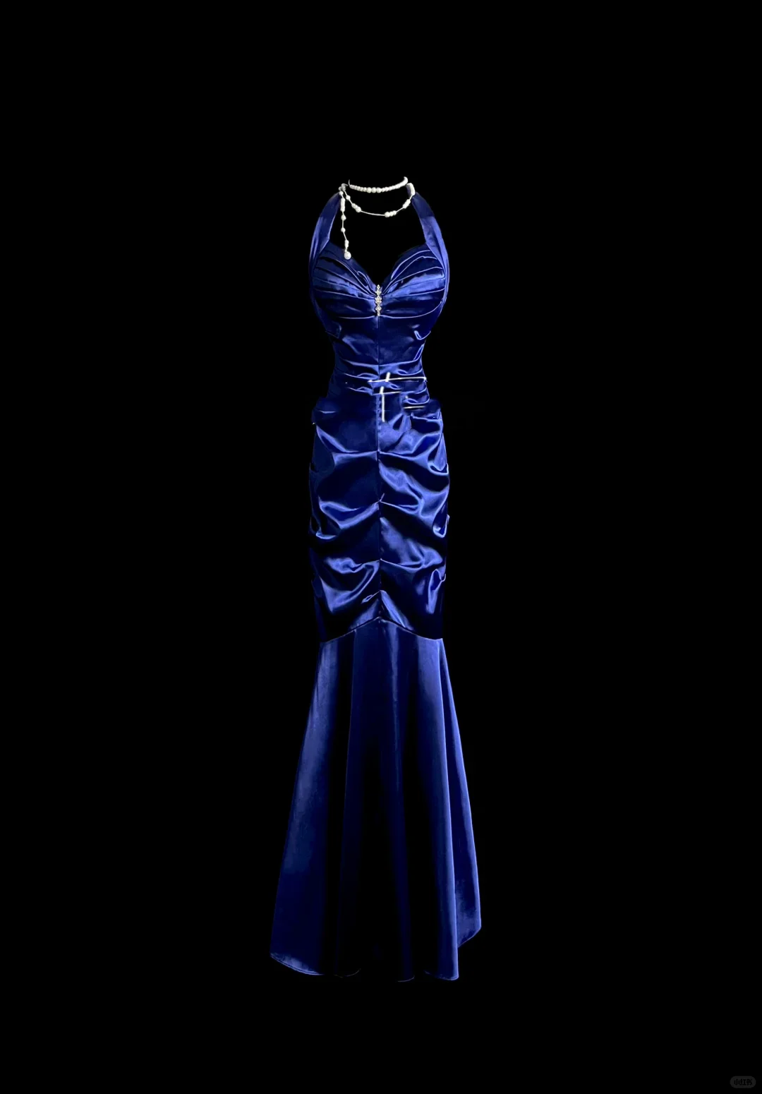 Elegant Glamour Mermaid Halter Royal Blue Satin Long Prom Dresses Party Dress Evening Dress DP911 - Deanwangkt