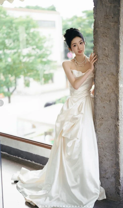 Timeless Bridal Dress Ball Gown Strapless Satin White Wedding Dresses Elegant Bridal Gowns DH898 - Deanwangkt