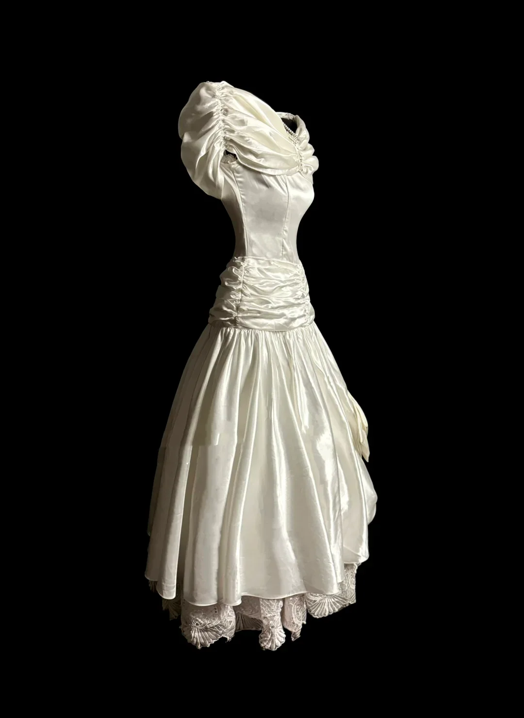 Vintage Wedding Dress Ball Gown Off The Shoulder Ivory Wedding Dresses Retro 1970s Bridal Gowns DP2062 - Deanwangkt