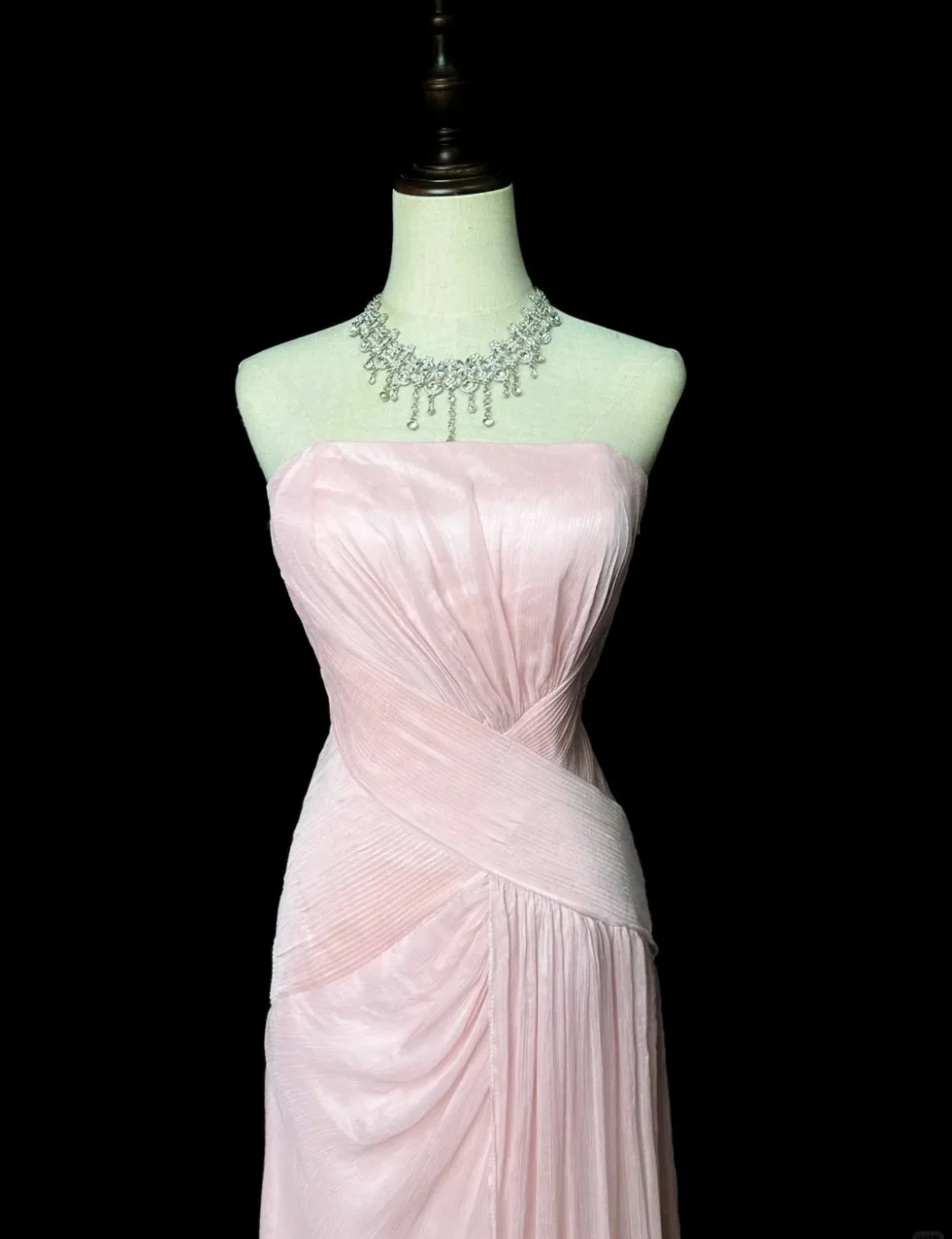 Elegant Strapless Sheath Prom Dress Vintage Chiffon Pink Formal Evening Dress DP2935 - Deanwangkt