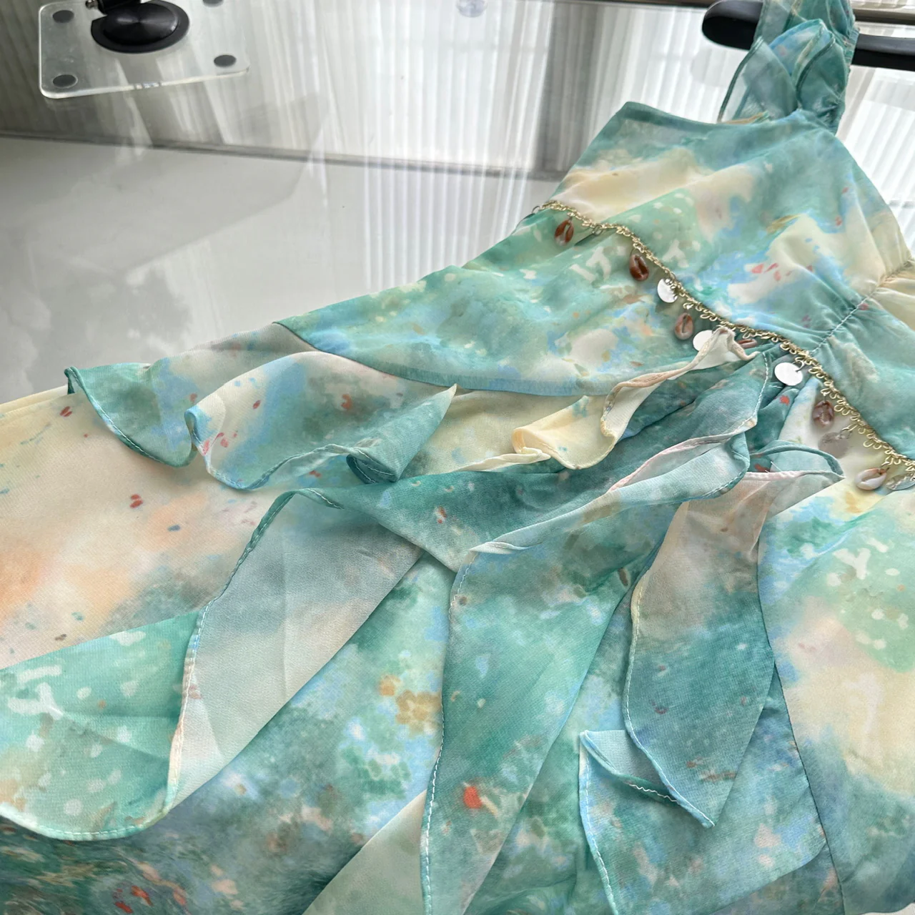 Sexy Mermaid Square Floral Green Summer Dress Holiday Party Outfits For Women DP0126 - Deanwangkt