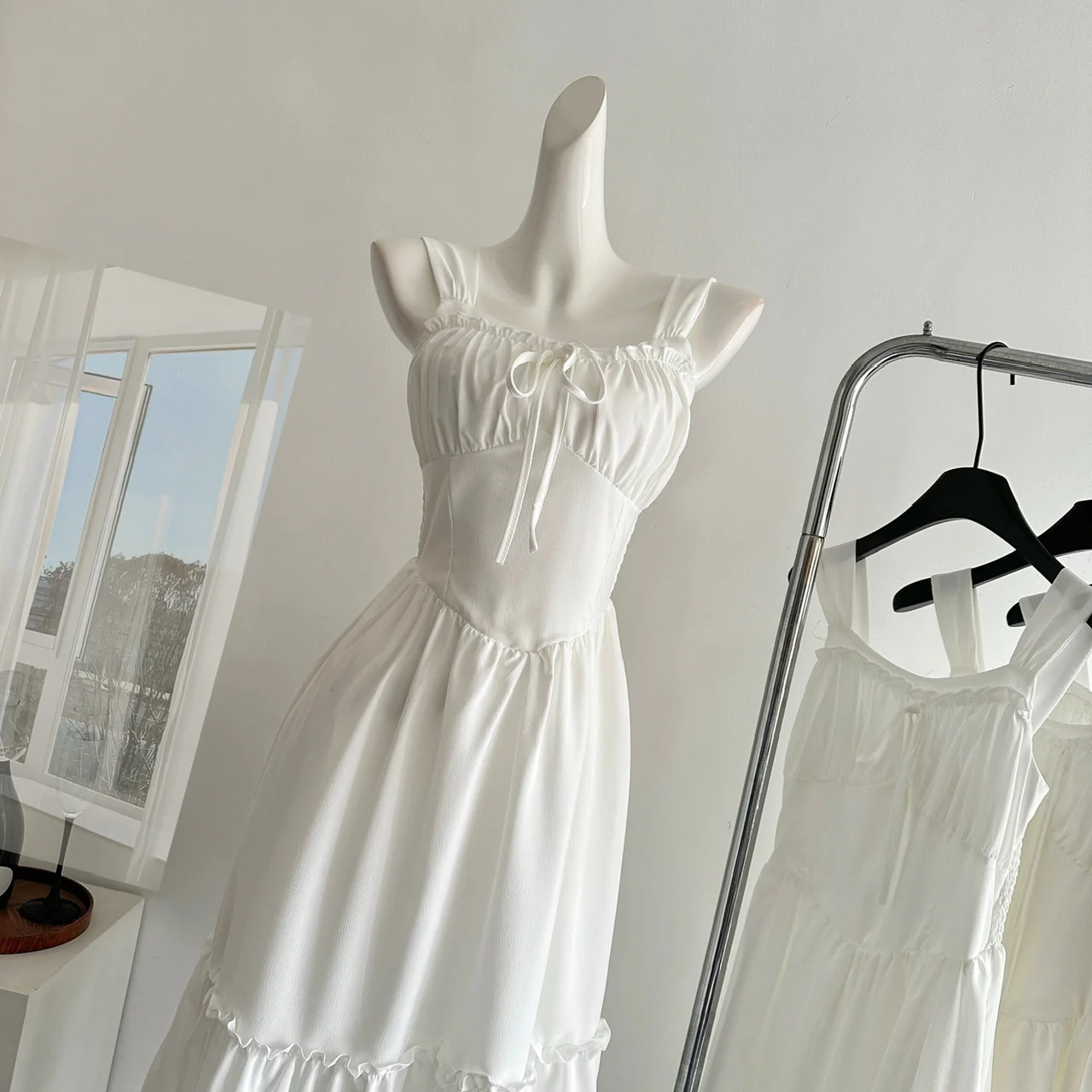 Sexy A Line Straps White Summer Dress Holiday Party Outfits For Women DP0115 - Deanwangkt