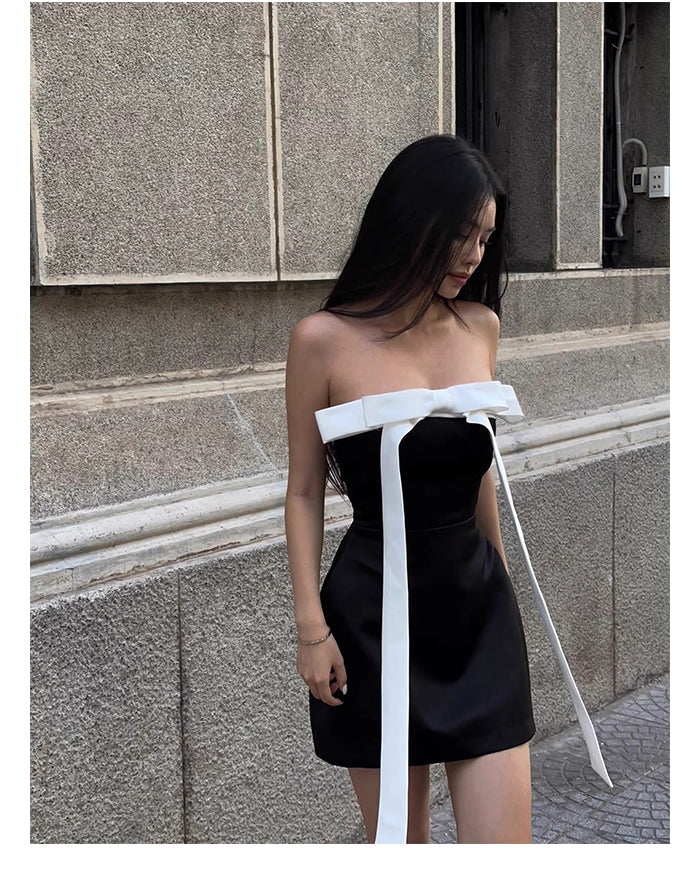 Cute A line Strapless Black Party Dresses Short Formal Homecoming Dresses Night Chic Elegant Short Dresses Cocktail Dress 16th Birthday Outfits Hoco Dresses DH2758 - Deanwangkt