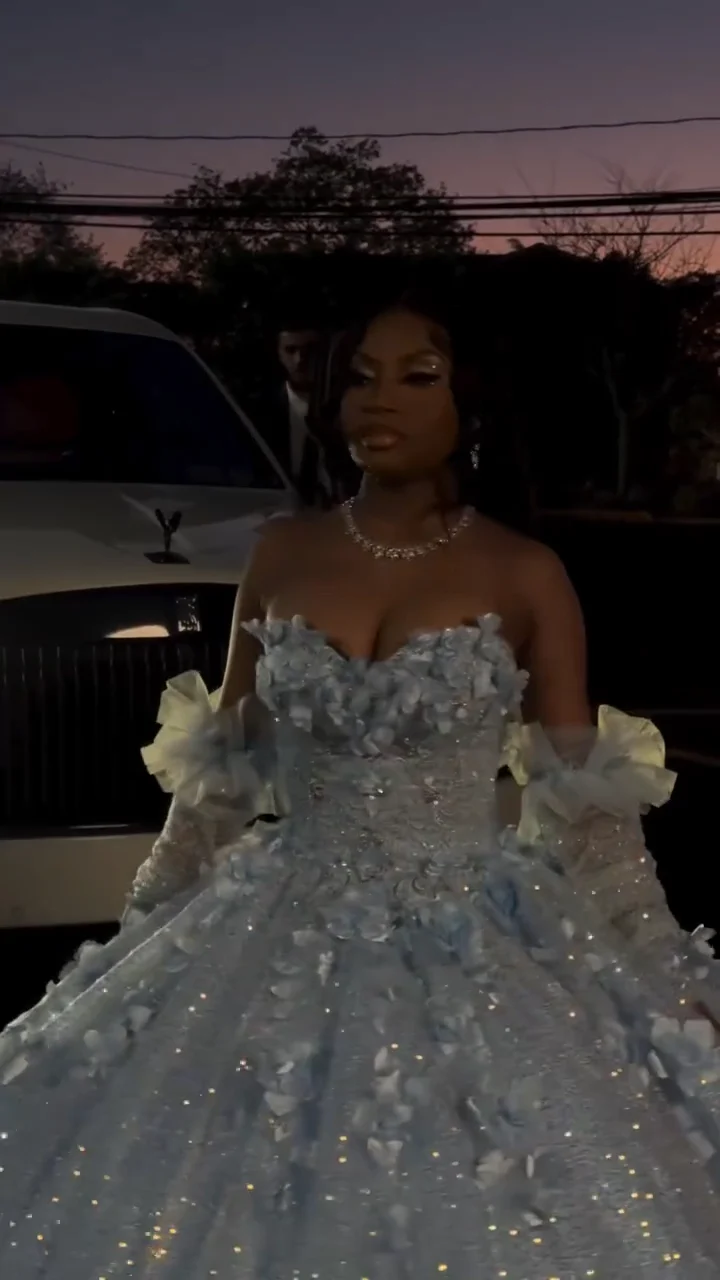 Cute Off-the-shoulder Ball Gown Tulle Long Prom Dresses Applique Blue Quinceanera Dresses Sweet 16 Dresses DP3901 - Deanwangkt