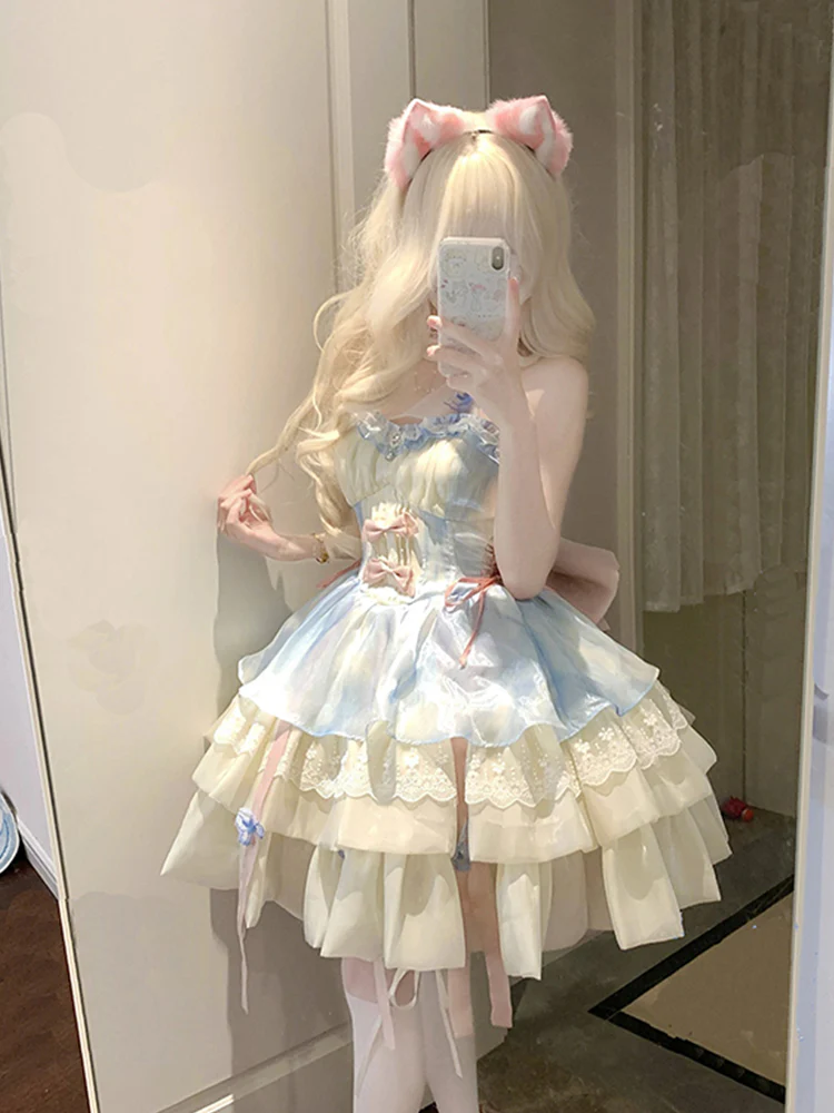 Vintage Ball Gown Halter Lace Short Mini Summer 18th Birthday Dress Lolita Dress Birthday Outfits W1247 - Deanwangkt