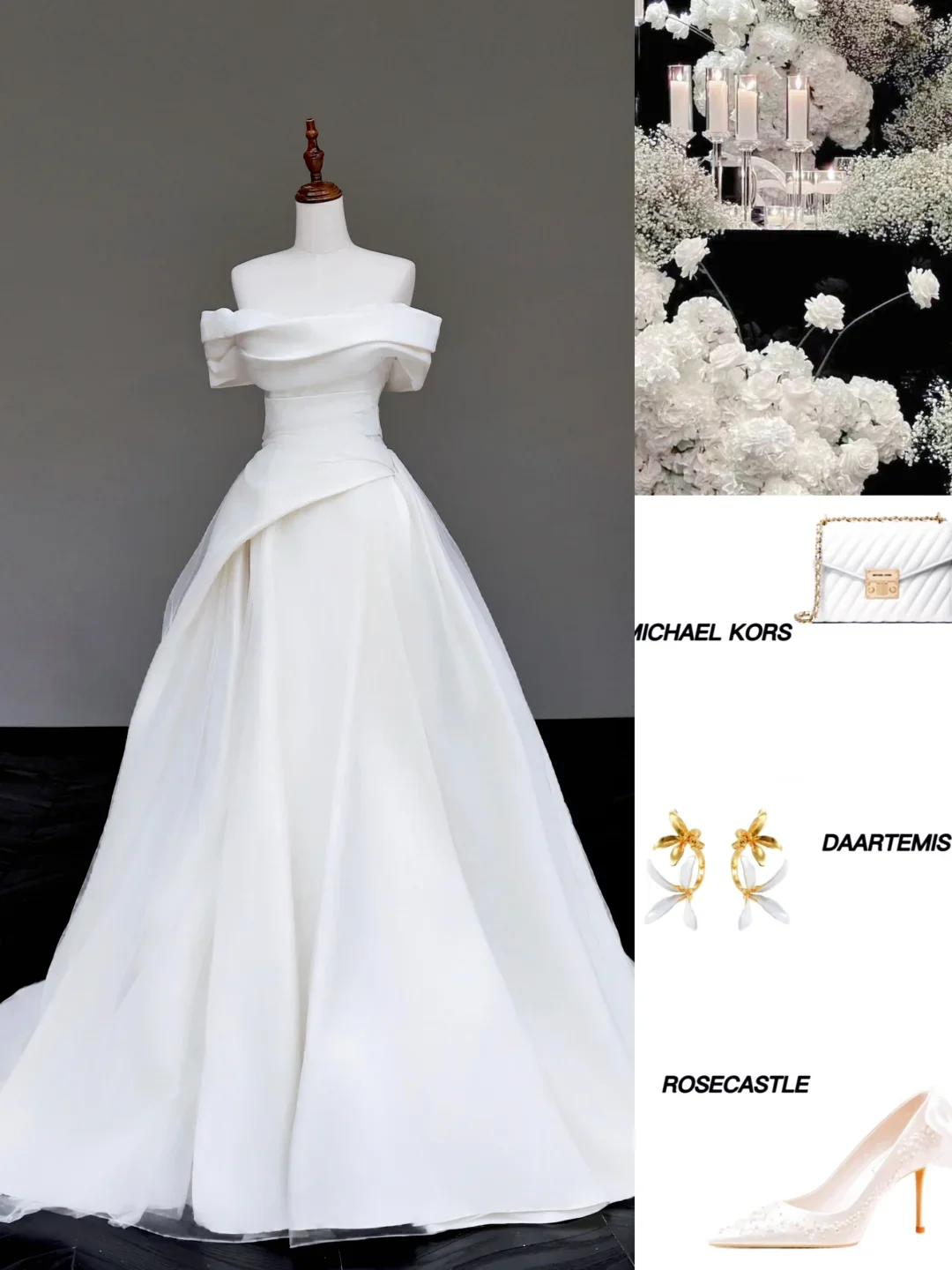 Unique Bridal Gown Ball Gown Off The Shoulder White Satin Wedding Dresses Bridal Gowns DP723 - Deanwangkt