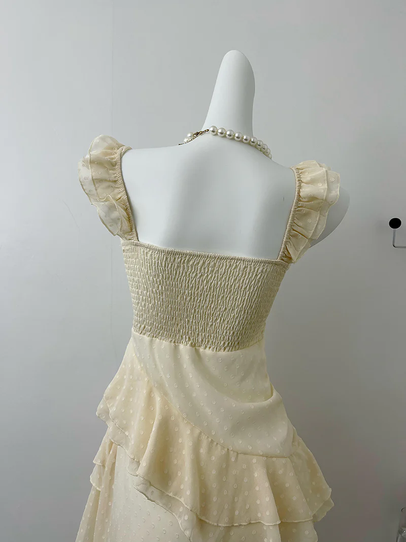 Cute High Low Square Neckline Ruffles Summer Dress Holiday Party Outfits For Women DP0089 - Deanwangkt