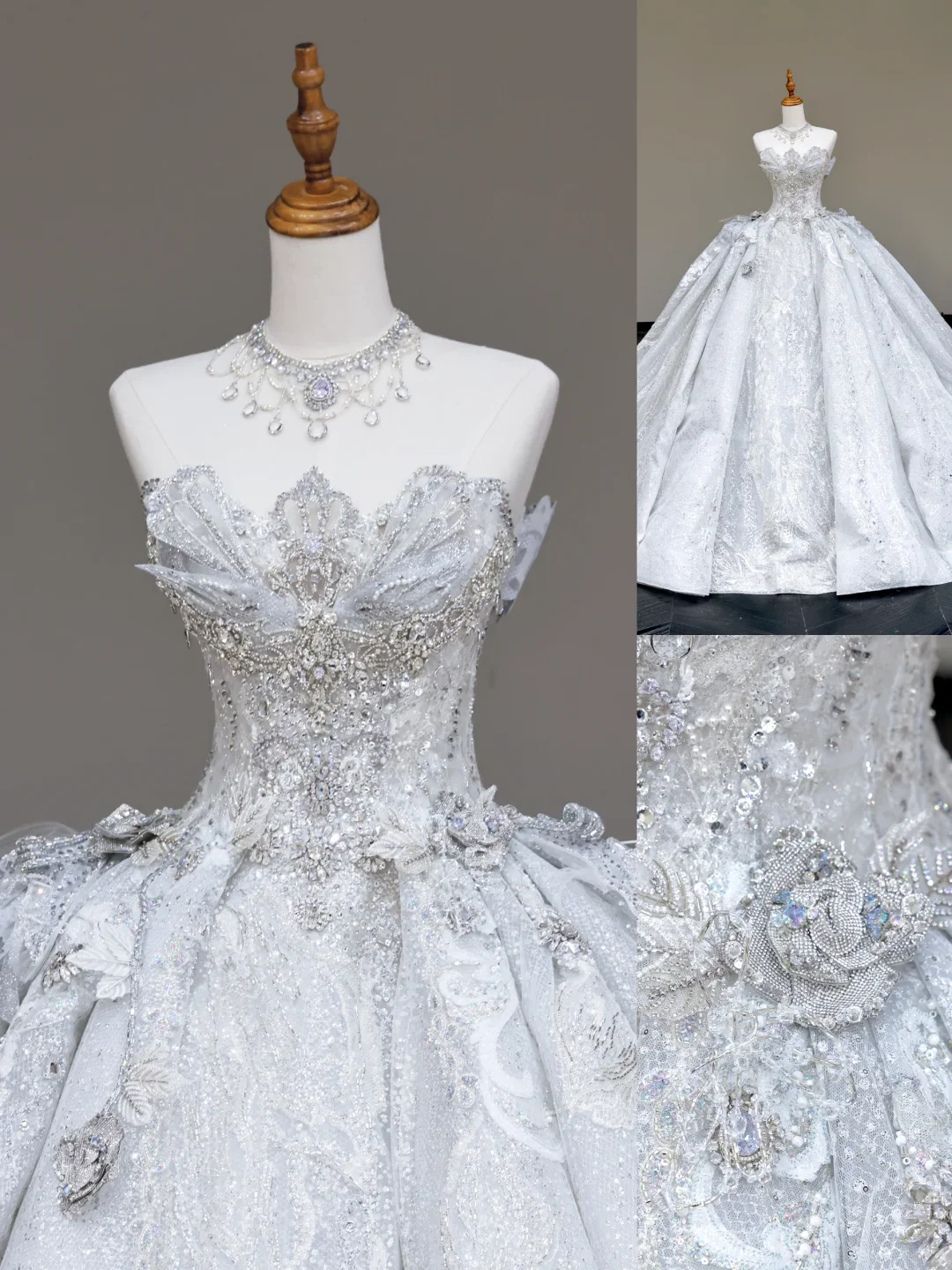 Unique Bridal Gown Ball Gown Strapless White Sequin Wedding Dresses Bridal Gowns DP704 - Deanwangkt