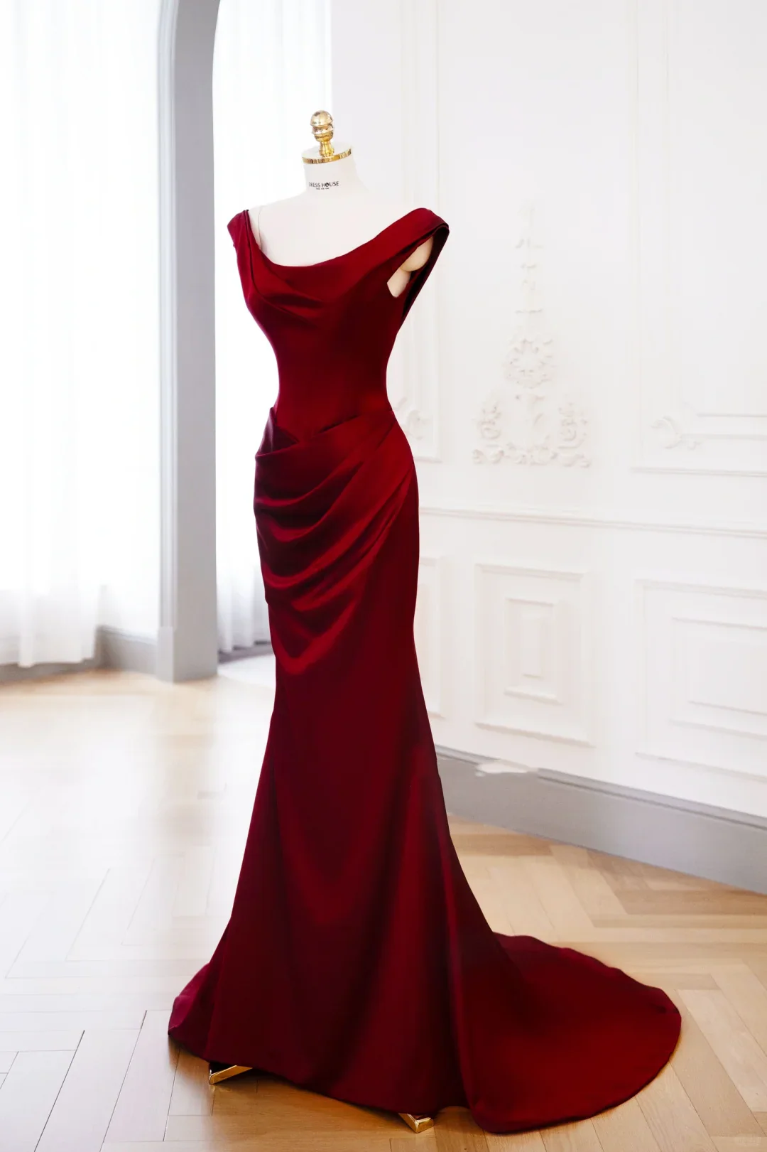 Classy Mermaid Burgundy Satin Long Evening Gowns Party Dress Evening Dresses DP898 - Deanwangkt