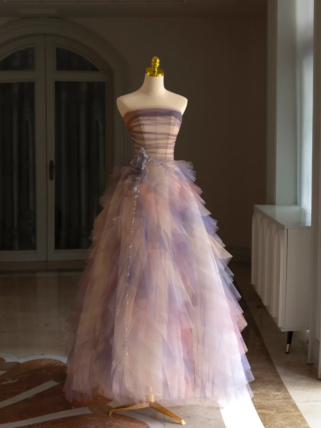 Luxury Ball Gown Strapless Sleeveless Tulle Quinceanera Dress Formal Gowns Vestido De 15 Anos Sweet 16 Dress DH1293 - Deanwangkt