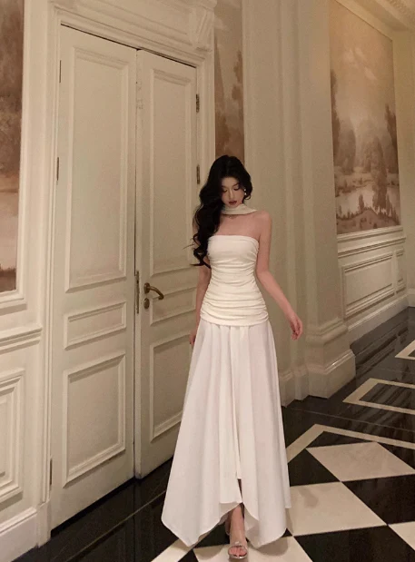 Classy A line Strapless White Sleeveless 18th Birthday Dress Party Gown Birthday Outfits Birthday Dress Ideas For Women DP552 - Deanwangkt