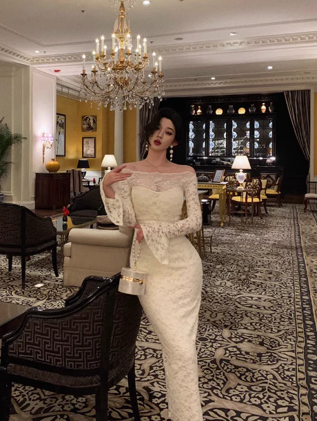 Classy Sheath White Lace Off The Shoulder 18th Birthday Dress Party Gown 18th Birthday Outfits Birthday Dress Ideas For Women DP572 - Deanwangkt