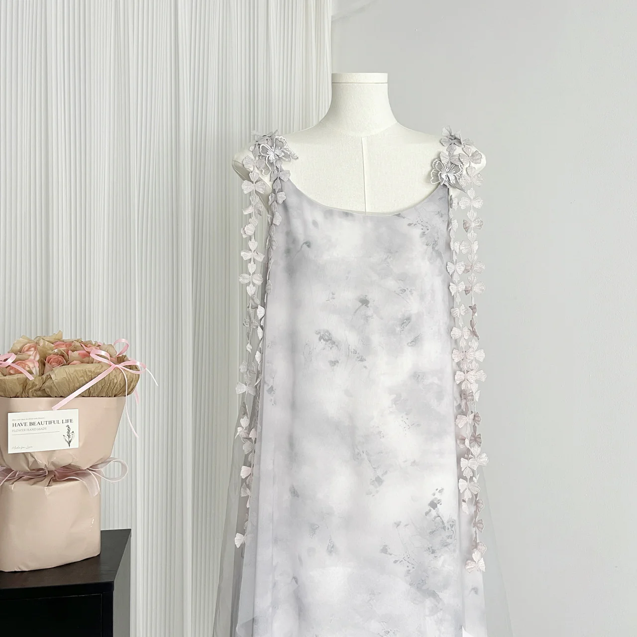 Cute A Line Spaghetti Straps Floral Chiffon Summer Dress Holiday Party Outfits For Girls DP0133 - Deanwangkt