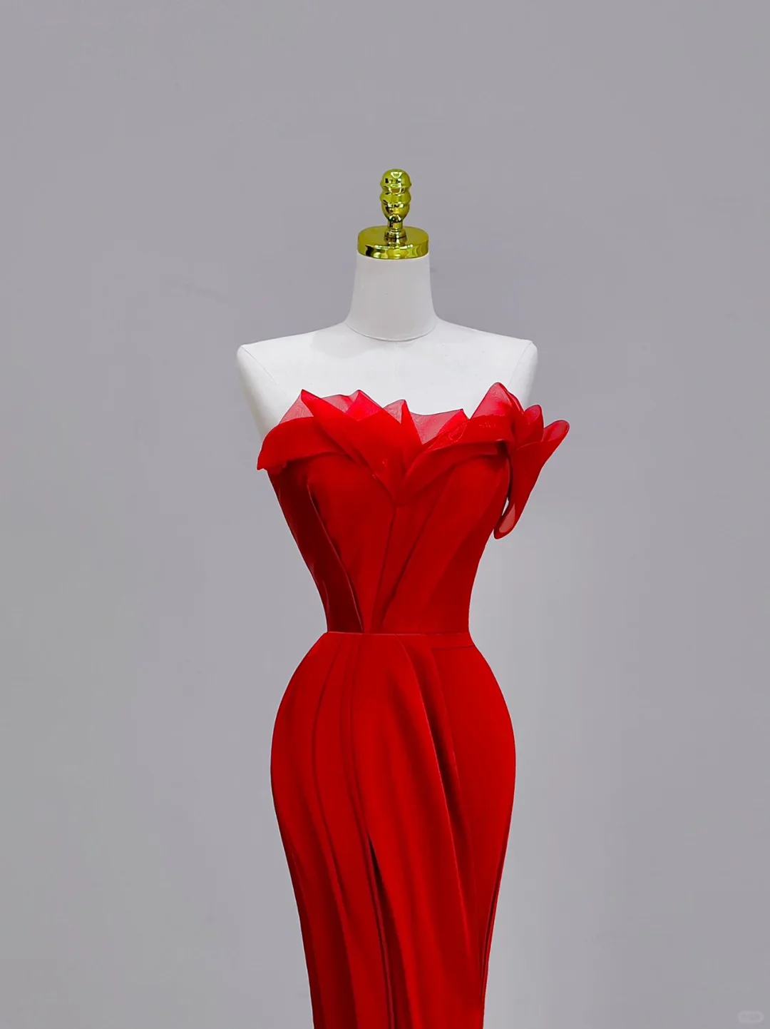 Elegant Glamour Mermaid Strapless Red Prom Dress Party Dress Long Evening Dresses DP1543 - Deanwangkt