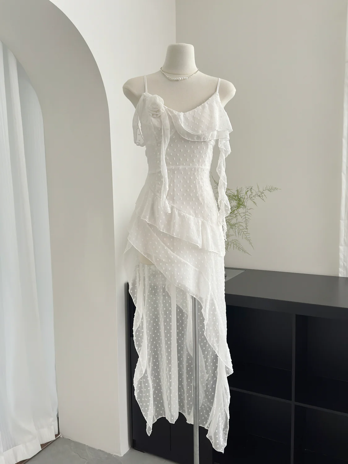 Sexy High Low Spaghetti Straps Floral Summer Dress Holiday Party Outfits For Women DP0080 - Deanwangkt