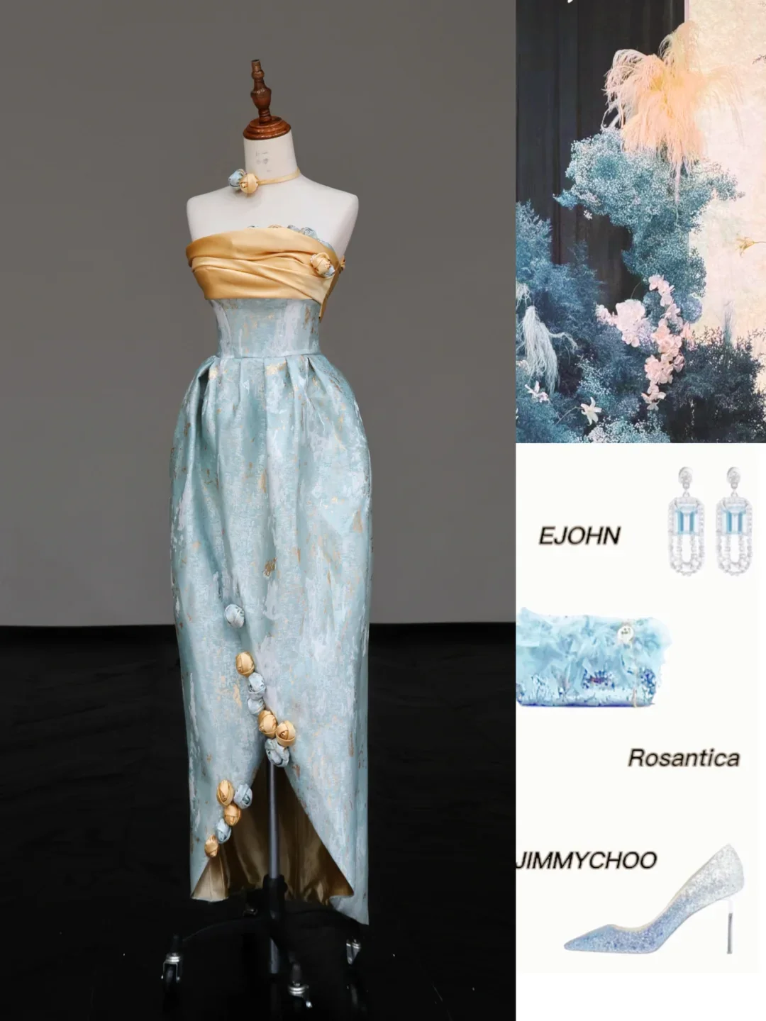 Gorgeous A Line Strapless Satin Blue Long Prom Dresses Graduation Dresses DP683 - Deanwangkt