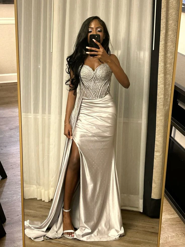Modest Mermaid Spaghetti Straps Silver Sequin Long Black Girl Green Evening Party Gowns Evening Dress Special Formal Dresses Prom Dresses DH2358 - Deanwangkt