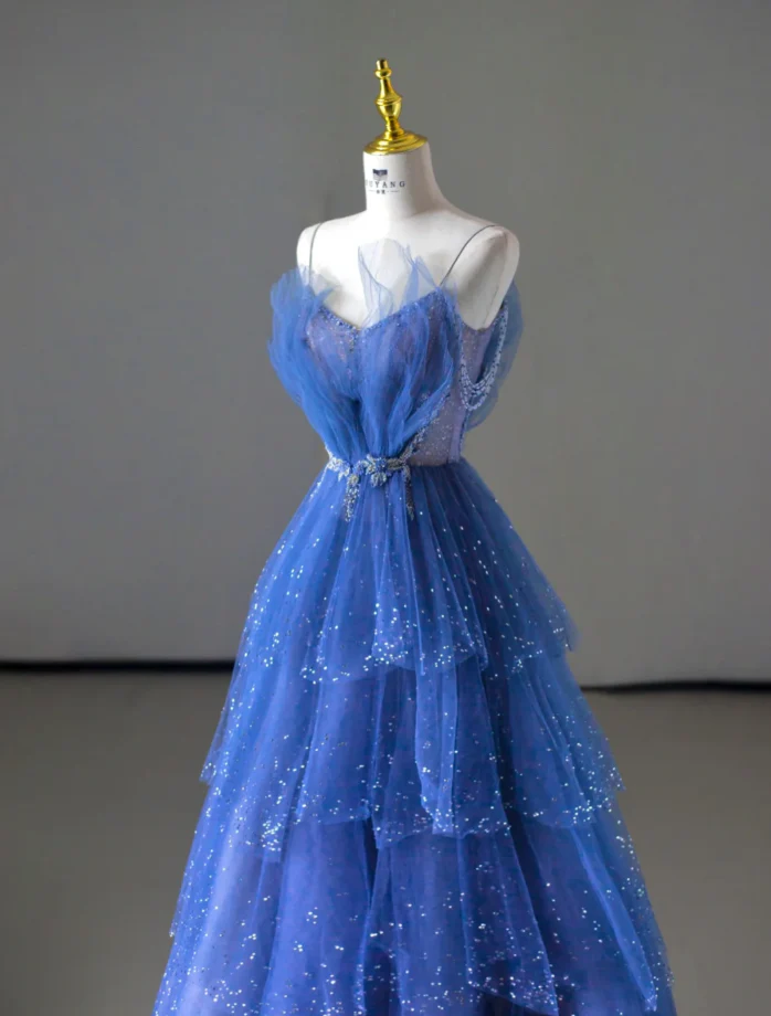 Classy Ball Gown Spaghetti Straps Royal Blue Tulle Prom Dresses Birthday Dresses Dance Party Dress Graduation Prom Dresses DP510 - Deanwangkt