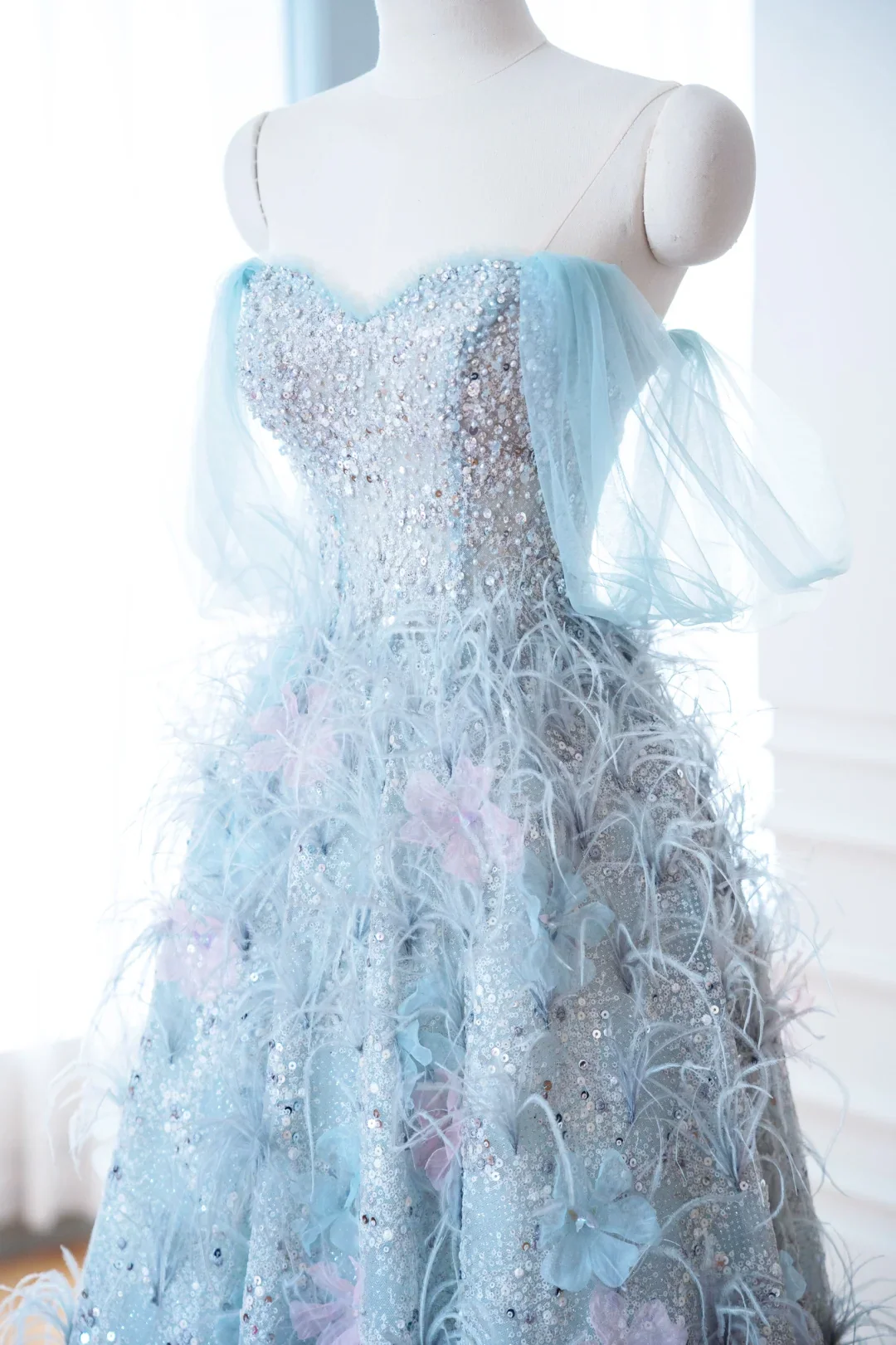 Elegant Glamour Ball Gown Sweetheart Sequin Blue Prom Dress Party Dress Evening Dresses DP903 - Deanwangkt