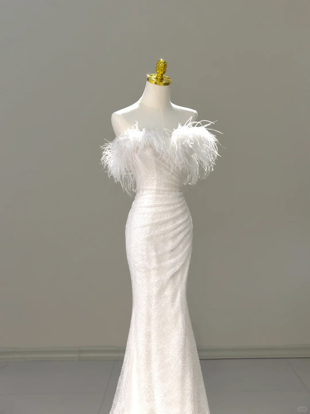 Princess Bridal Dress Mermaid Off The Shoulder White Sequin Feathers Wedding Dress Wedding Dresses Modest Wedding Gowns DH2039 - Deanwangkt