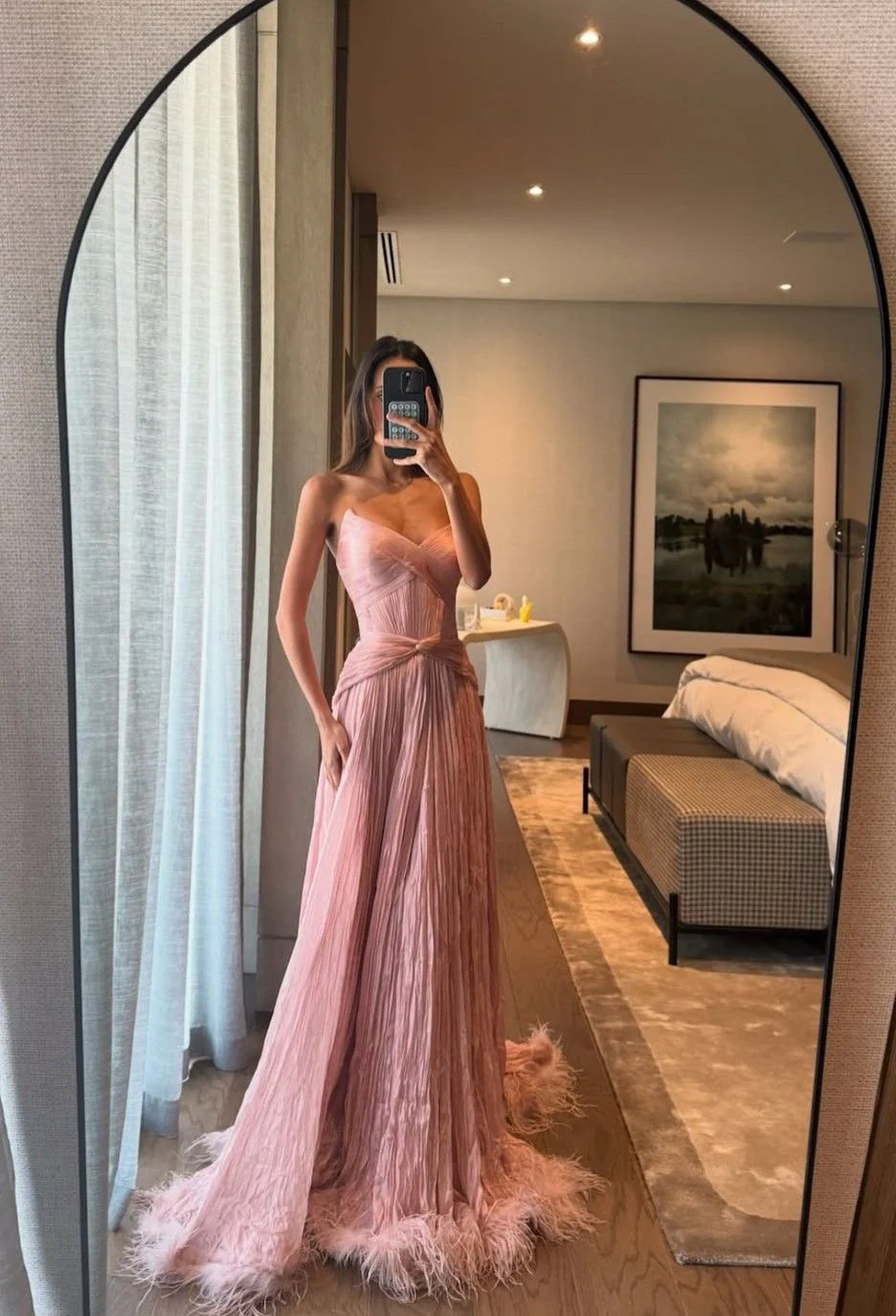 Elegant Pink A-line Long Prom Dresses Chiffon Sleeveless Pink Evening Dresses DP3918 - Deanwangkt