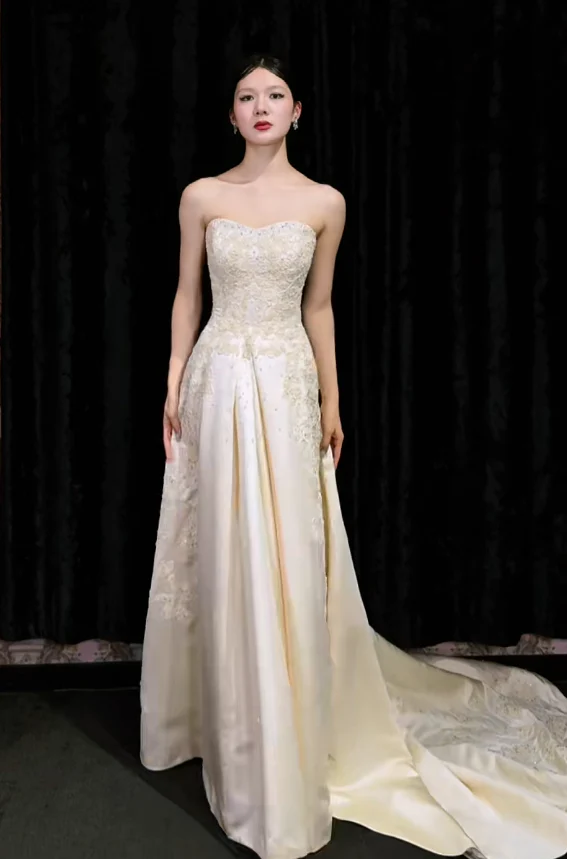 Retro Strapless Sheath White Long Prom Dresses Sleeveless Satin White Evening Dresses DP3962 - Deanwangkt