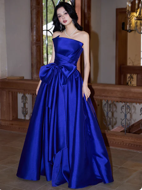Elegant Strapless A-Line Evening Dresses, Royal Blue Formal Dresses DP2995 - Deanwangkt